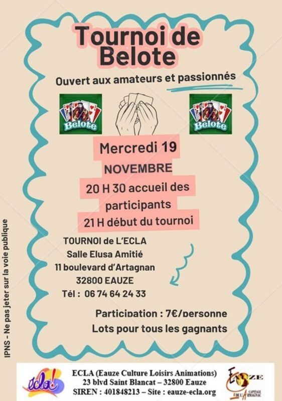 TOURNOI DE BELOTE DE L'ECLA