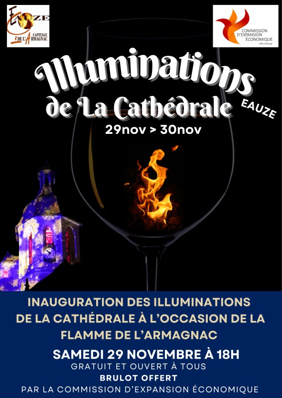 Illuminations de la Cathédrale à l'occasion de la Flamme – Eauze