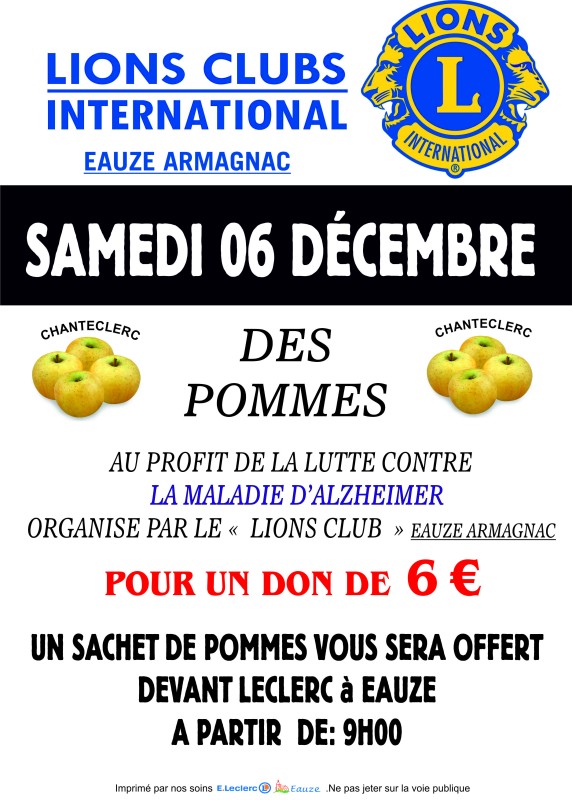 VENTE DE POMMES PAR LE LIONS CLUB EAUZE ARMAGNAC