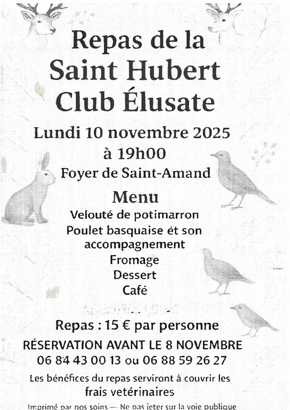 REPAS DE LA ST HUBERT CLUB ÉLUSATE