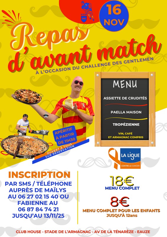 REPAS D'AVANT MATCH - RUGBY