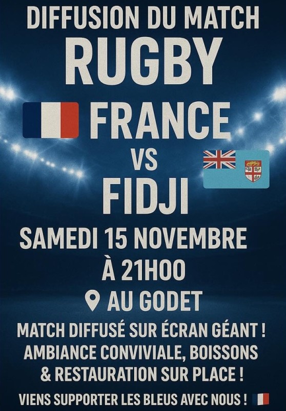 DIFFUSION DU MATCH DE RUGBY - tournée d'automne du XV de France