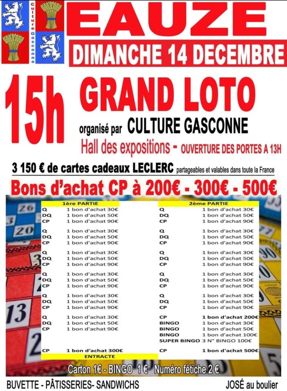 GRAND LOTO ORGANISÉ PAR CULTURE GASCONNE 
