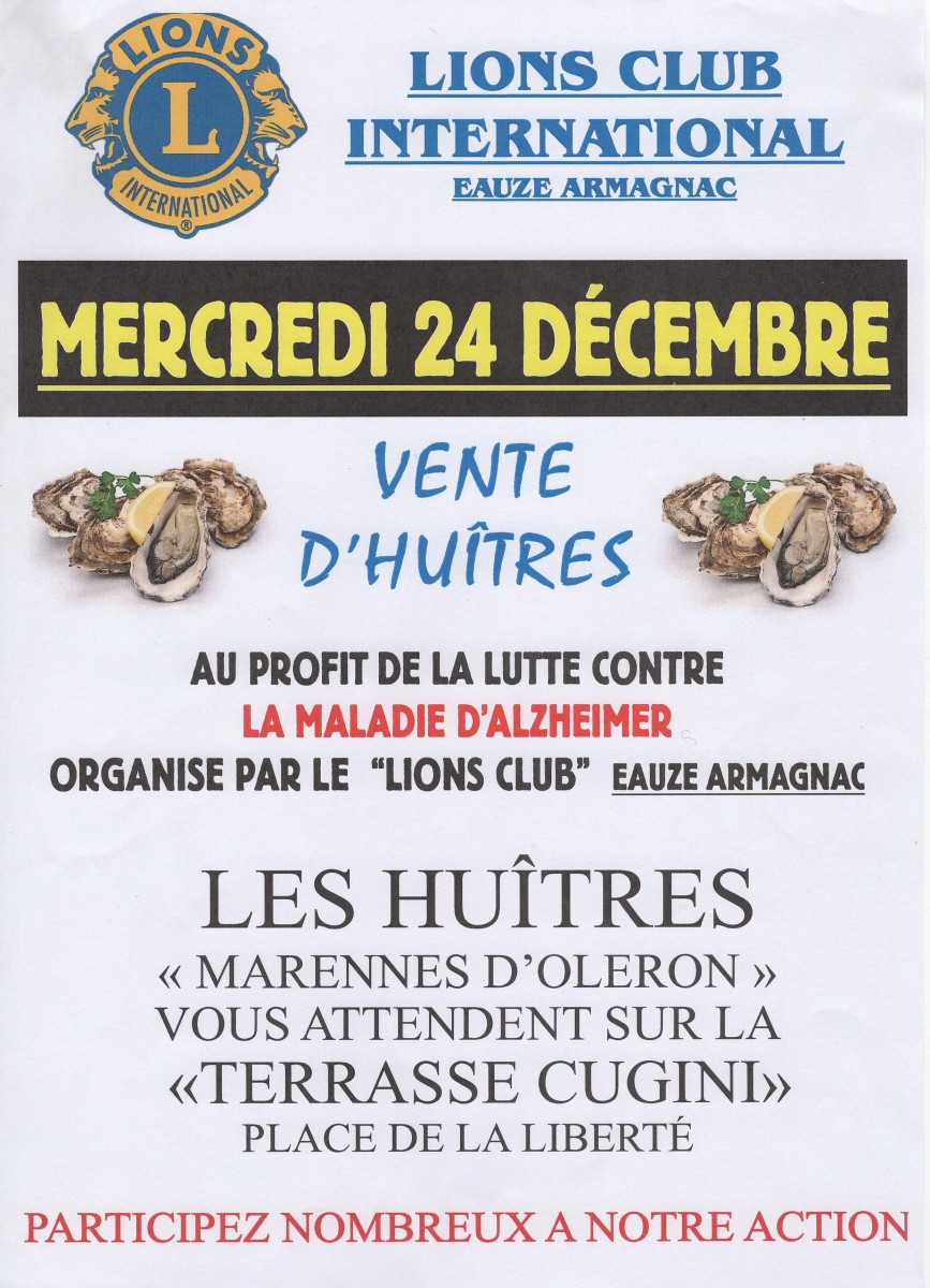 VENTE D'HUITRES PAR LE LIONS CLUB EAUZE ARMAGNAC