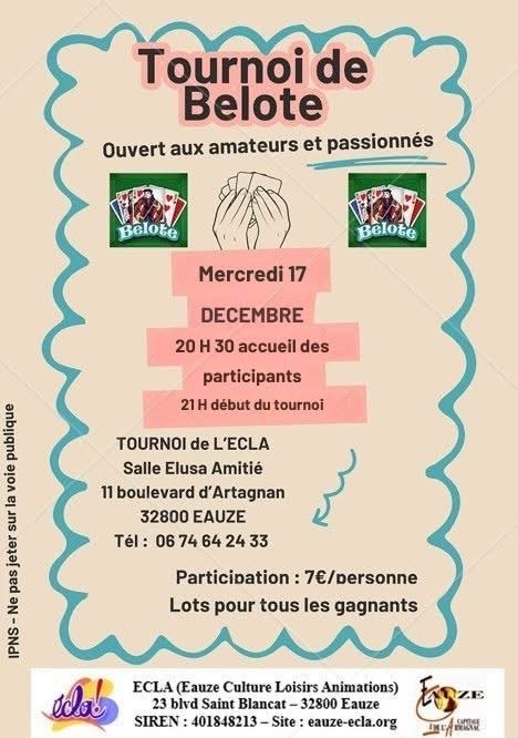 TOURNOI DE BELOTE DE L'ECLA