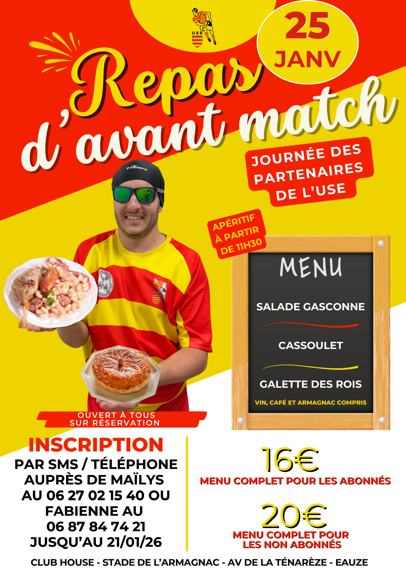 REPAS D'AVANT MATCH - RUGBY - JOURNÉE DES PARTENAIRES