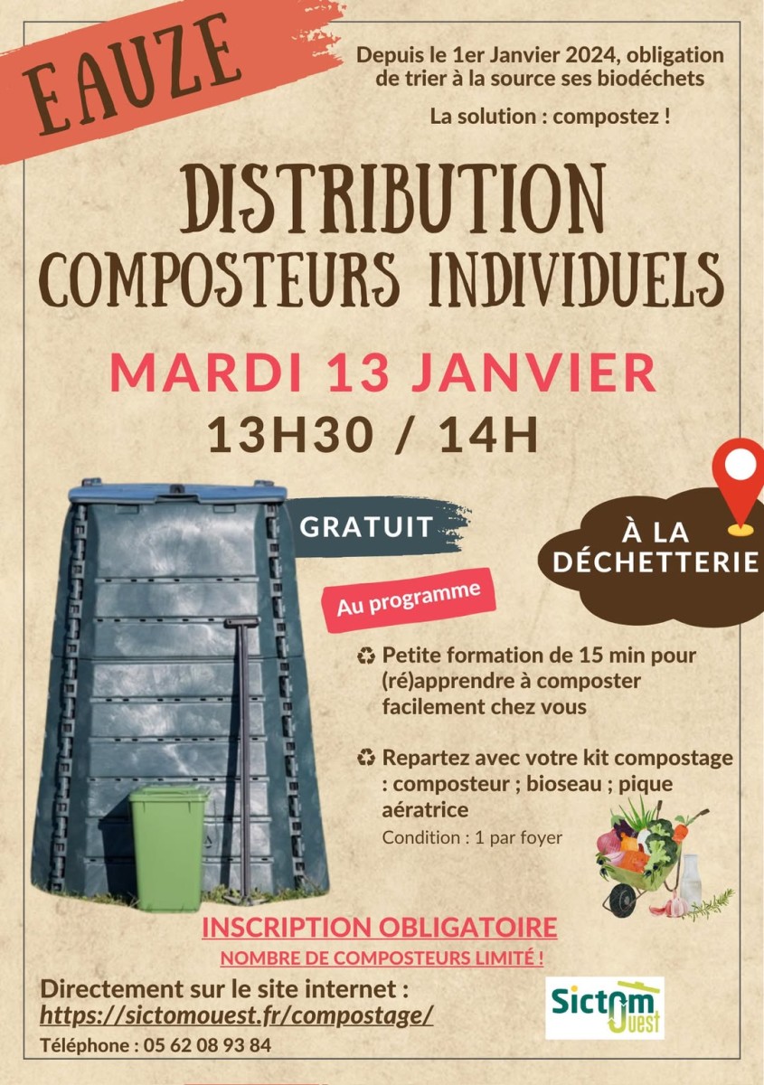 DISTRIBUTION DE COMPOSTEURS INDIVIDUELS SUR RÉSERVATION