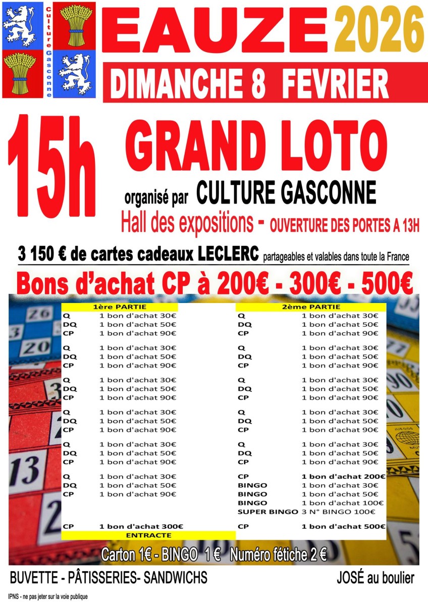 GRAND LOTO ORGANISÉ PAR CULTURE GASCONNE