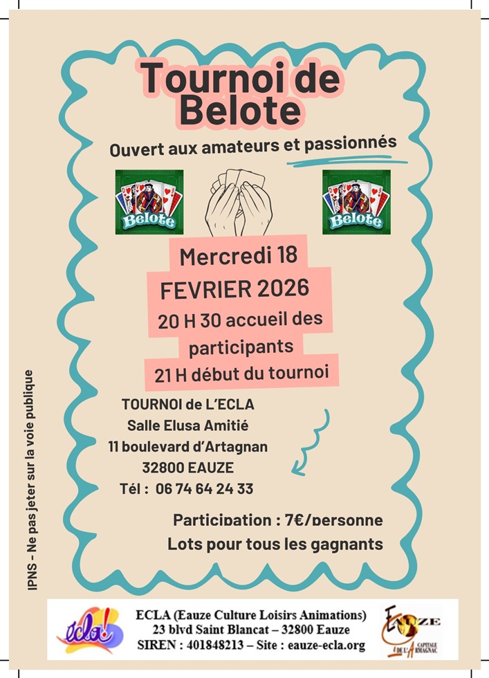 TOURNOI DE BELOTE DE L'ECLA