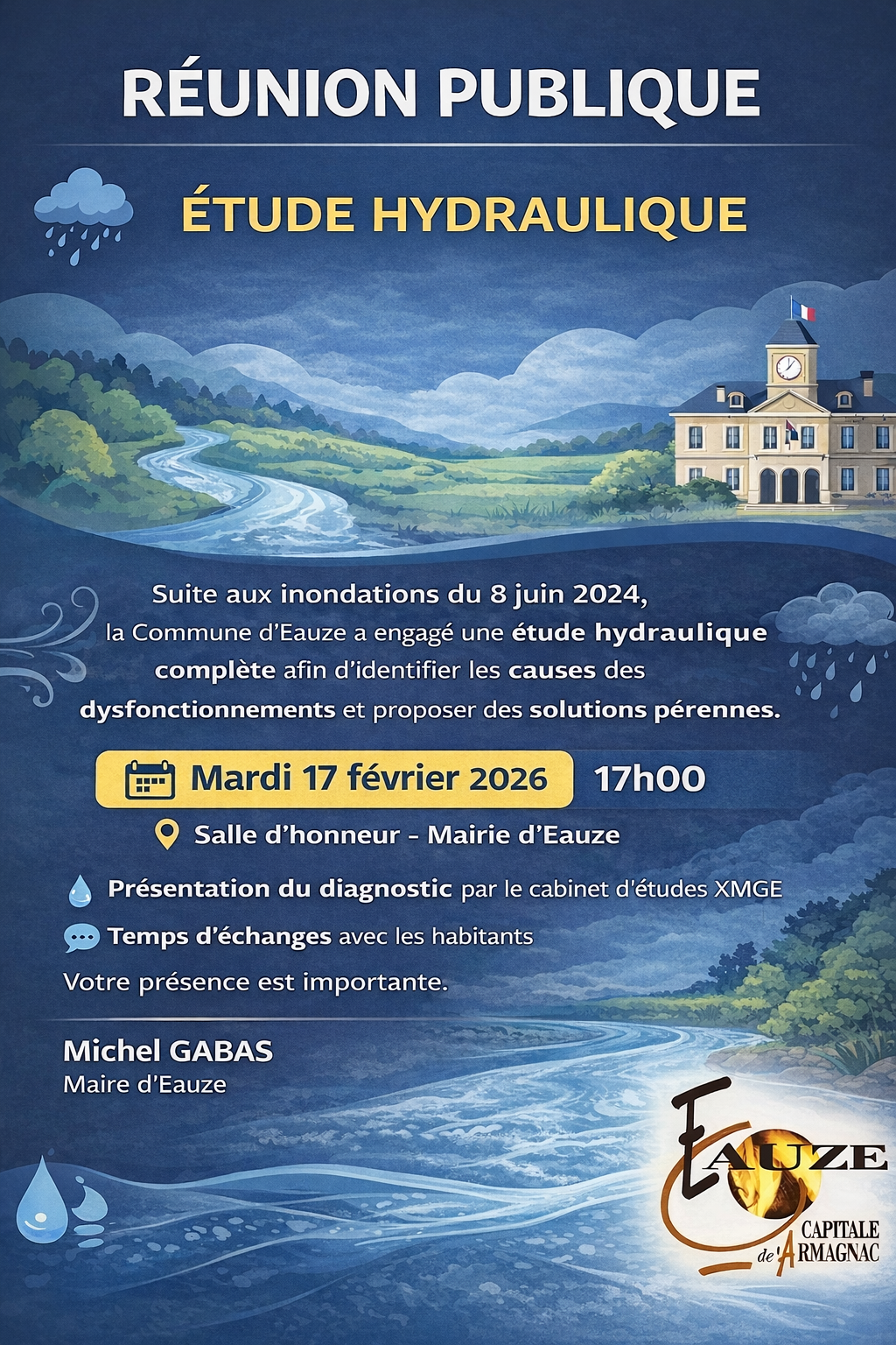 RÉUNION PUBLIQUE SUR L'ÉTUDE HYDRAULIQUE