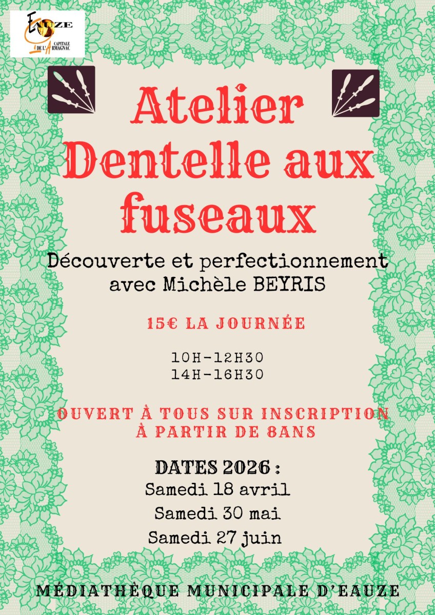 Atelier découverte et perfectionnement de Dentelle aux fuseaux