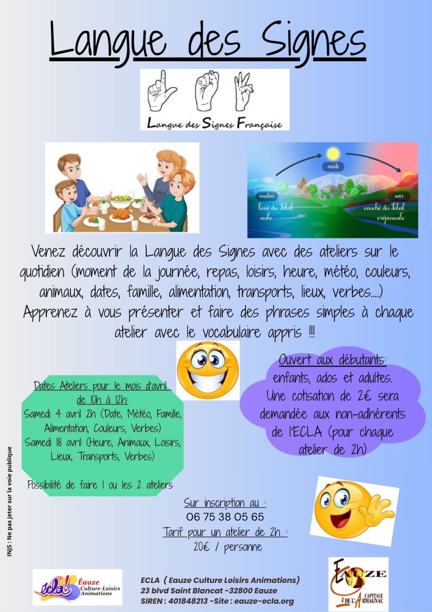 LANGUE DES SIGNES FRANCAISE : Stage découverte et Les bébés signeurs