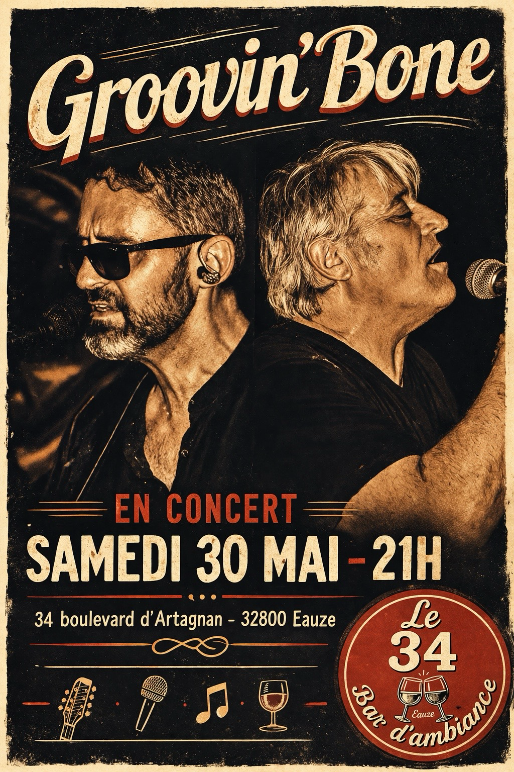 CONCERT DE GROOVIN'BONE AU BAR LE 34
