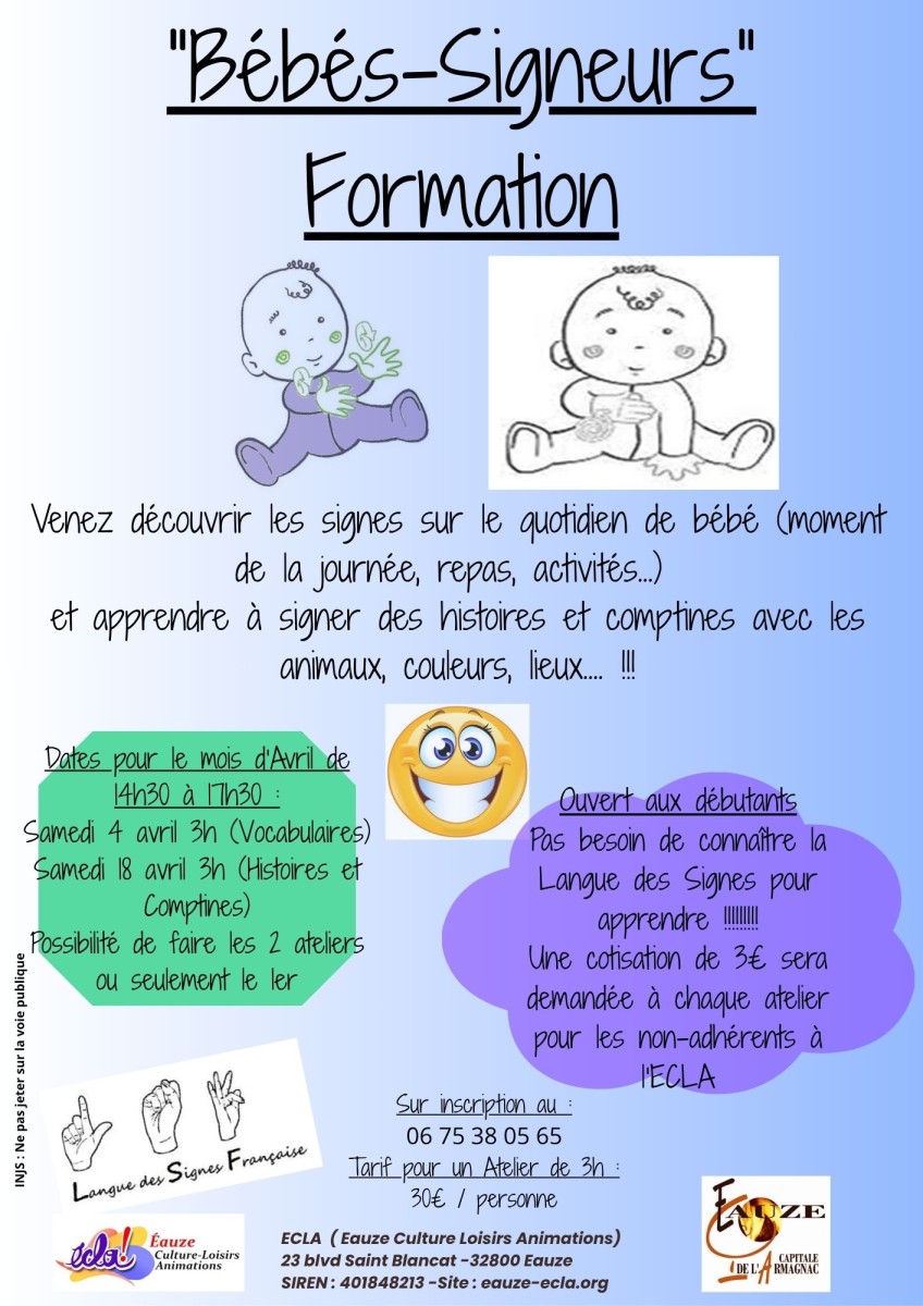 LANGUE DES SIGNES FRANCAISE : Stage découverte et Les bébés signeurs