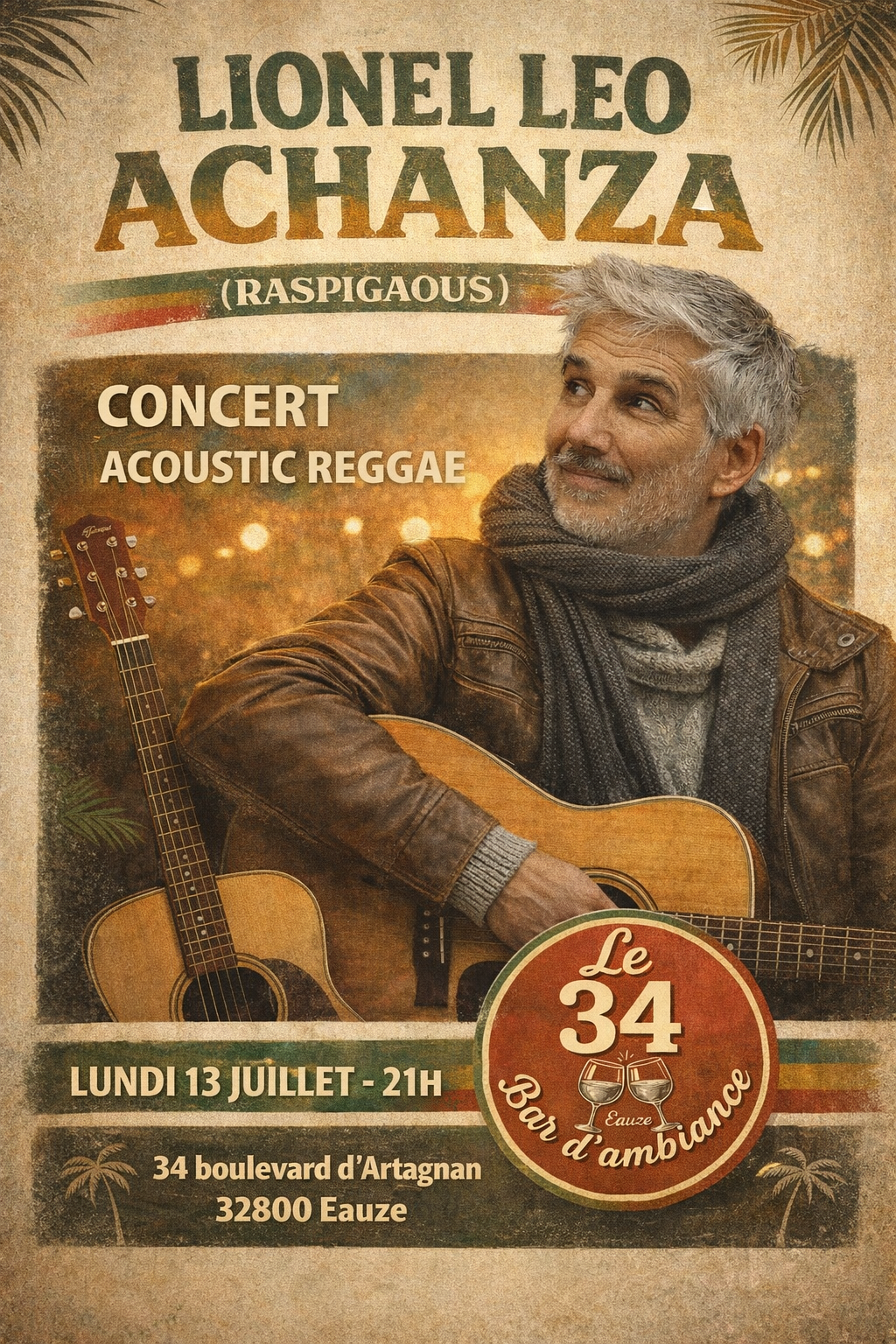 Concert LIONEL LEO ACHANZA au Bar le 34