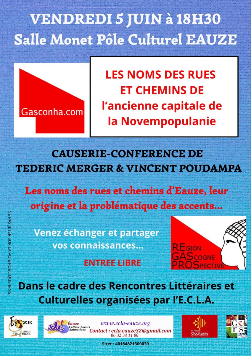 CAUSERIE-CONFERENCE "LES NOMS DE RUES ET DE CHEMINS D'EAUZE"