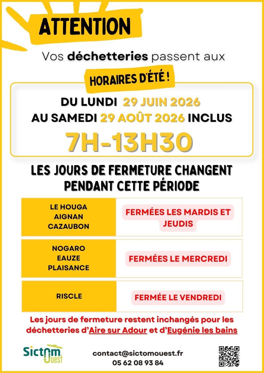 LA DÉCHETTERIE D'EAUZE PASSE AUX HORAIRES D'ÉTÉ
