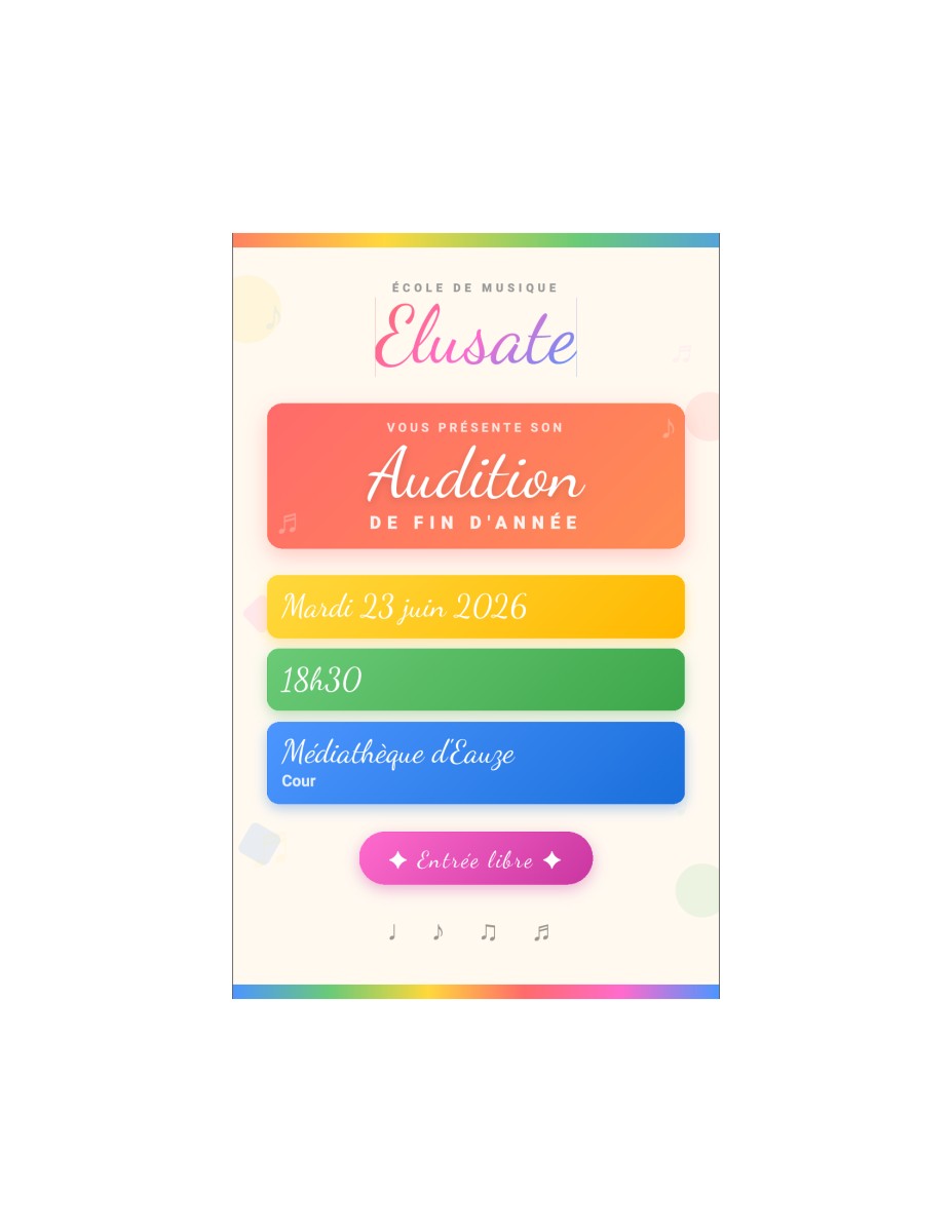 Audition de fin d'année de l'école de musique 🎵