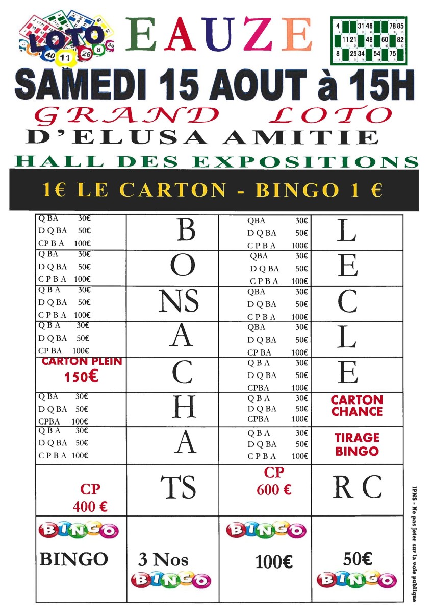 LOTO ÉLUSA AMITIÉ (AOUT)