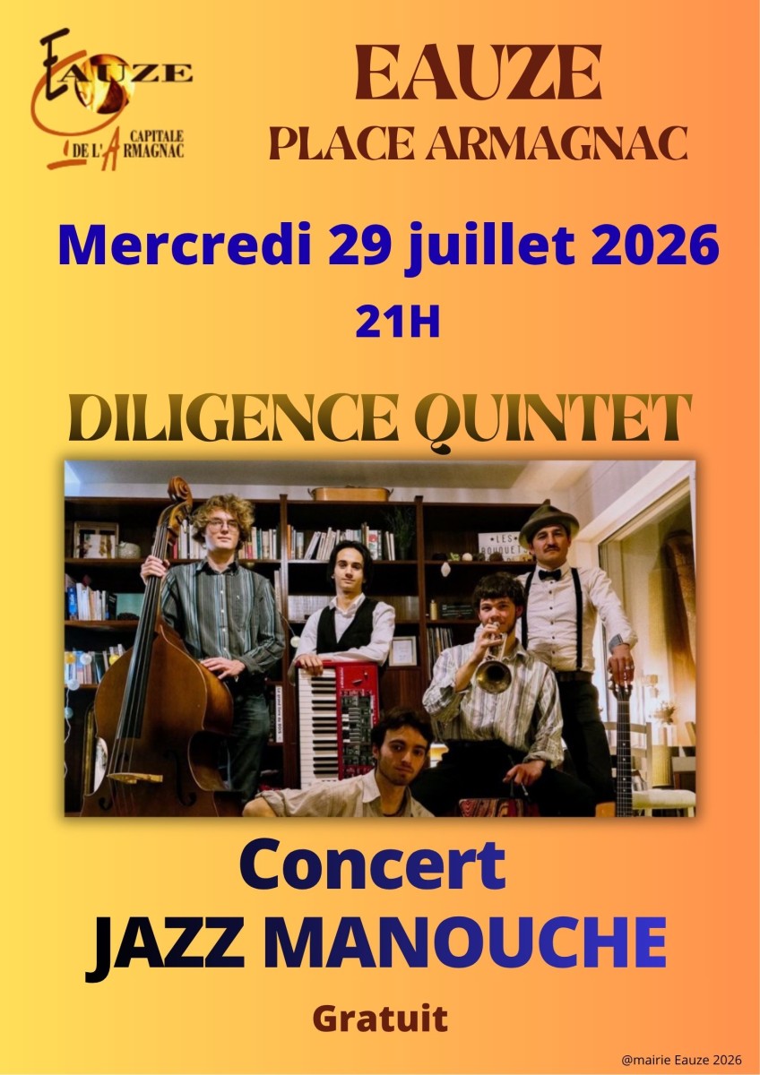 Concert JAZZ MANOUCHE : DILIGENCE QUINTET (gratuit)