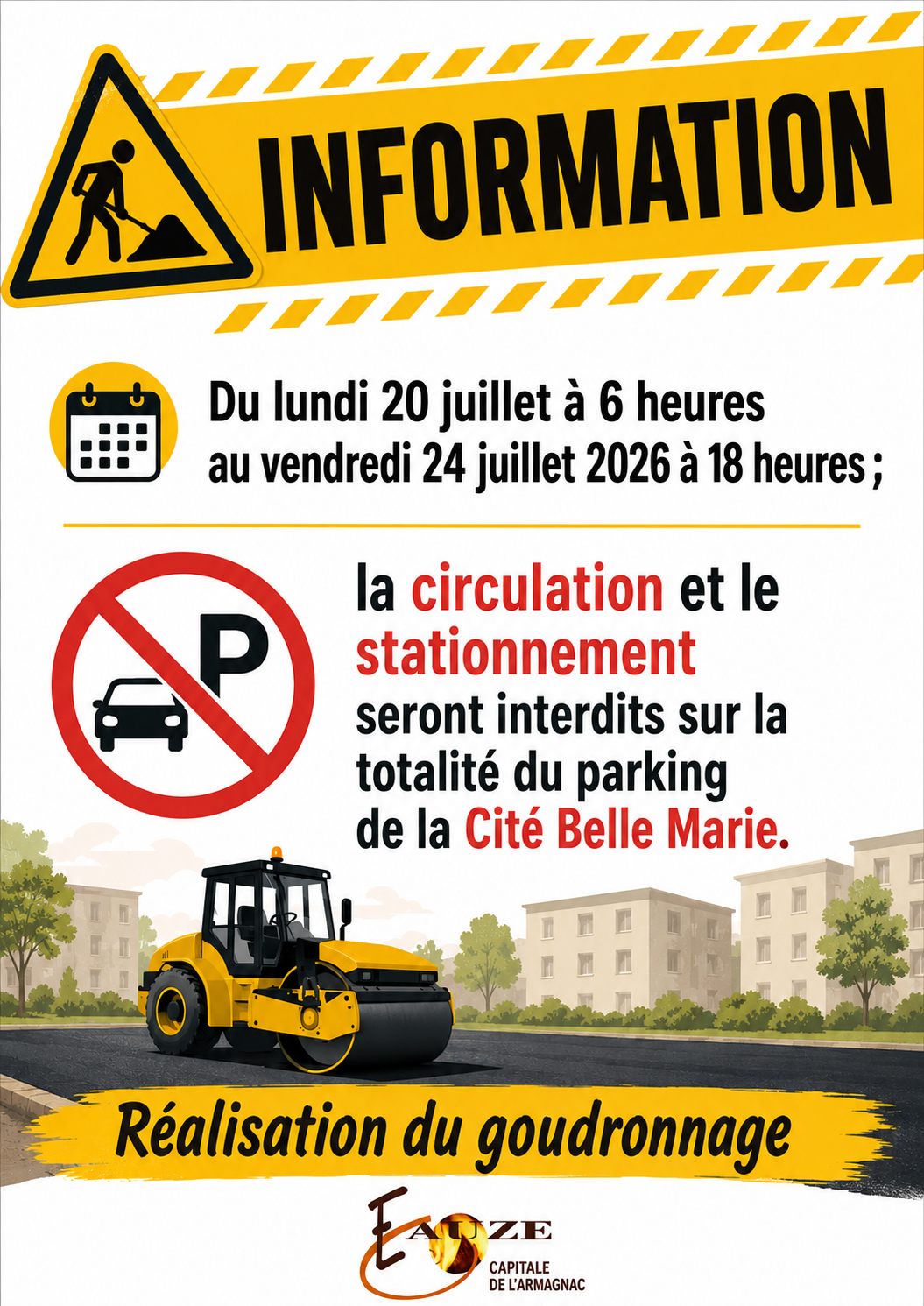 Goudronnage du parking de la Cité Belle Marie