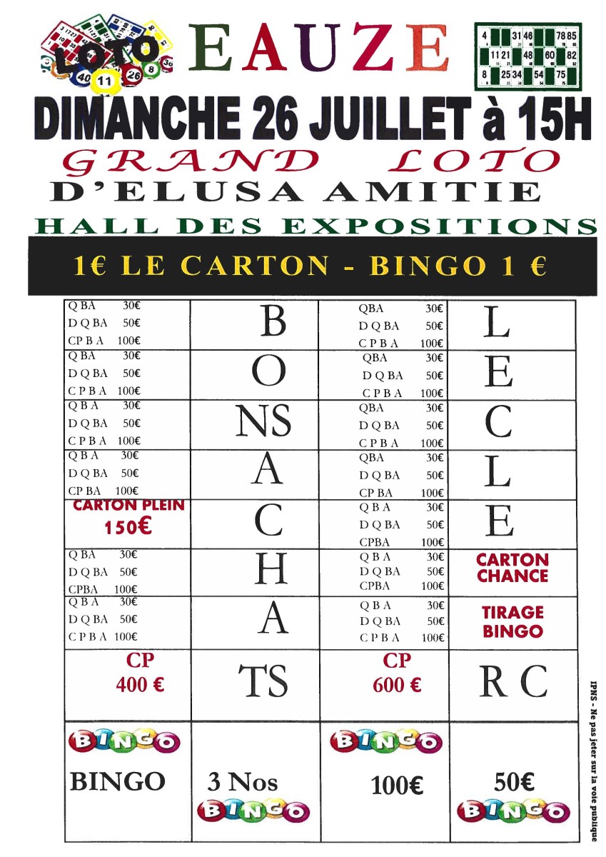 LOTO ÉLUSA AMITIÉ (JUILLET)