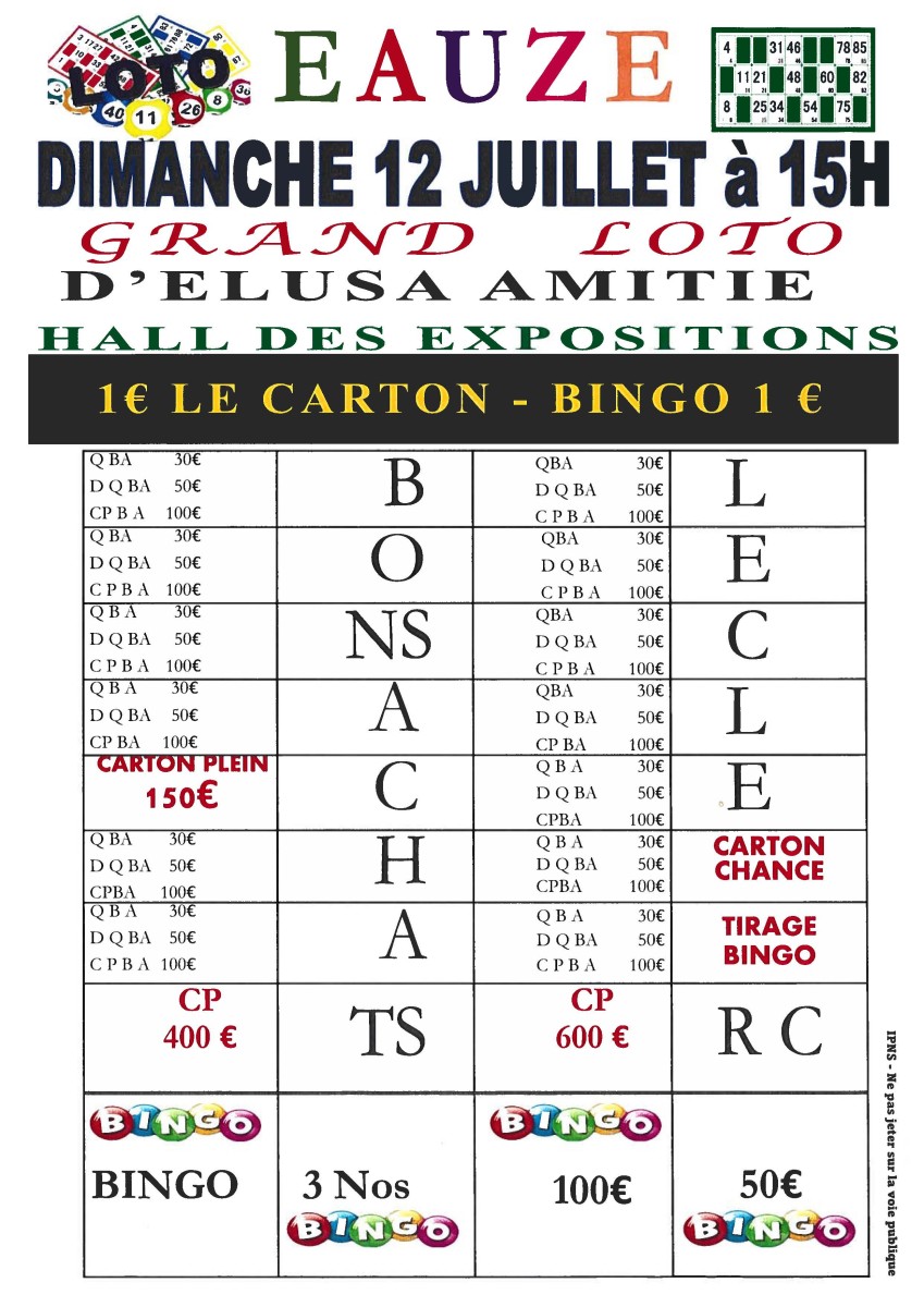 LOTO ÉLUSA AMITIÉ (JUILLET)