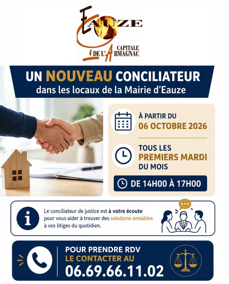 Arrivée d'un nouveau conciliateur de justice - tous les premiers mardi du mois de 14h à 17h