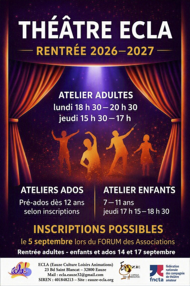 REPRISE DES ATELIERS THEÂTRE