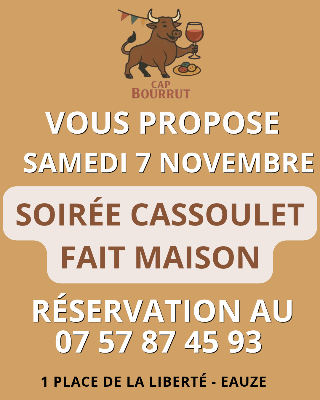 SOIRÉE CASSOULET MAISON- CAP BOURRUT